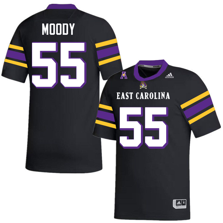 #55 Dominick Moody East Carolina Pirates College Football Jersey Stitched-Black